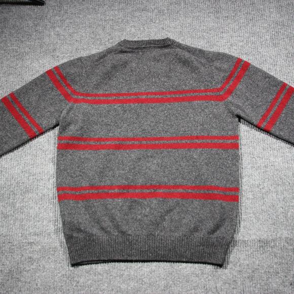 Ben Sherman Lambswool Sweater Men XL Gray Red Stripe Vintage Stylish Warm Granpa - Picture 5 of 8